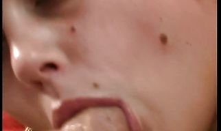 Lusty blonde teen Angel is sucking a rock hard meat rocket free of charge and getting fucked in return