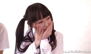 Stupendous nipponese Machiko Ono gets face fucked before riding a packing monster