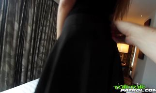 Slender brunette asian maid is in need of hard juicy fuck stick