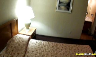 Naked blonde Miss Dallas reveals her great natural boobs to her horny pal