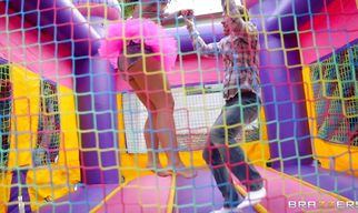 Insatiable Mischa Brooks wears a cute summer dress while giving a blowjob