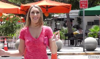 Glorious barely legal Kimber Lee got fucked in the tang until she started moaning and then she sucked sausage