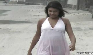 Latin brunette girlie Sara is angelic and fucks like a real pro