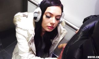 Sensational barely legal Marley Brinx gets eaten and spooned by a hung man