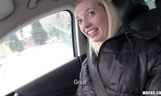 After a blowjob a cheerful gf Mina is getting her shaved copher licked