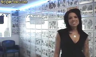 Muscle cock is enough for nasty brunette diva Demi to get to work