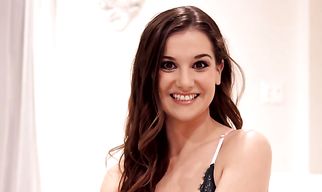 Racy brunette chick Kasey Warner is getting hunk