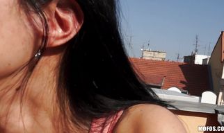 Delectable woman Enza rides a big phallus with all her might