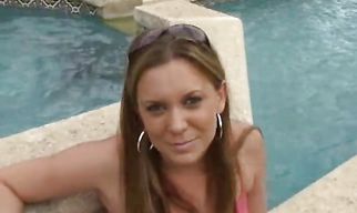 Elegant blonde hottie Pandora and buddy are having sex for the first time