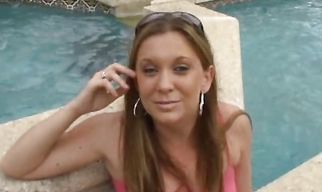 Elegant blonde hottie Pandora and buddy are having sex for the first time