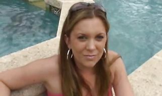 Elegant blonde hottie Pandora and buddy are having sex for the first time