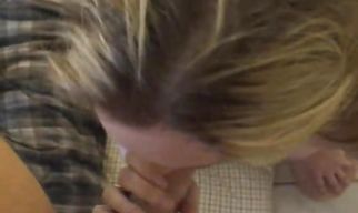 Elegant blonde hottie Pandora and buddy are having sex for the first time