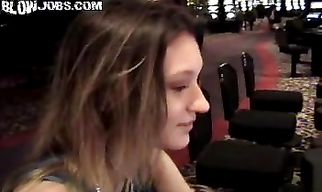 Striking blonde honey Aroana grinds on a long boner before riding it