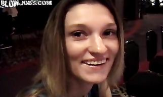 Striking blonde honey Aroana grinds on a long boner before riding it