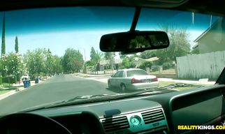 Salacious brunette Katie gets thoroughly doggy styled