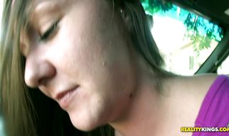 Salacious brunette Katie gets thoroughly doggy styled