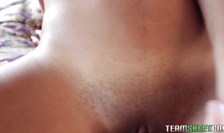 Heavenly chick Gabriella Ford tries to swallow a thick packing monster