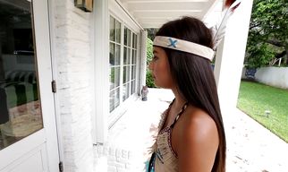 Astonishing brunette hottie eagerly sets her boyfriend's big trouser snake free