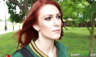 Aroused redhead Alyce Sage could not believe how good it felt while fuckmate was fucking her