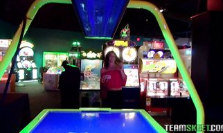 Naughty brunette Aubrey Sky loudly takes a hard packing monster from behind