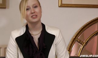 Beautiful blonde Satine moans like a bitch while being fiercely fucked