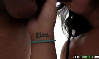 Engaging brunette floozy Adriana Lynn is getting her cuchy filled up with a rock hard stick